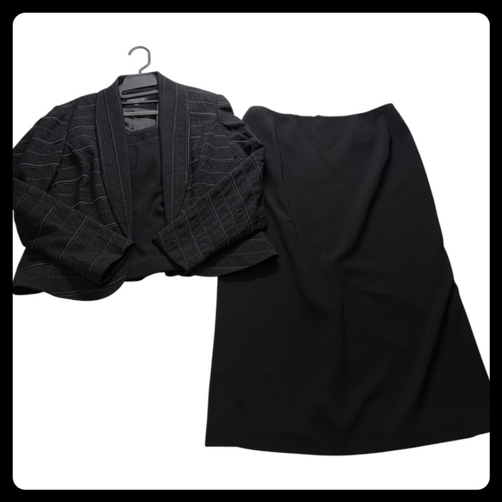 John Meyer Skirt Suit Women Size 12 Black 3-Piece Beaded Formal Evening